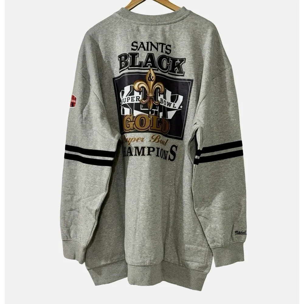 Mitchell & Ness Heather Gray New Orleans Saints Big & Tall Sweatshirt 4X NWT - Picture 11 of 11